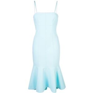 New Cinq á Sept Salina midi dress blue topaz spaghetti straps mermaid ruffle hem